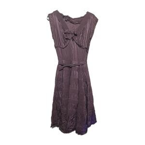 Vtg 60s Brown V-Neck Belted Sleeveless Evening Casual Midi Dress Womans Sz Small